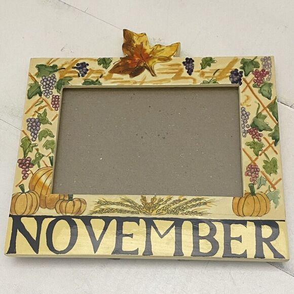 Vtg Exposures Hand Painted "November" Months of the Year 4X6 Picture Frame - Picture 1 of 11